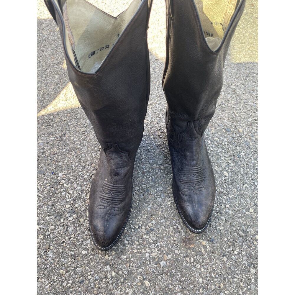 Mens Larry Mahan Boots Brown Leather Cowboy Western Made in Texas USA Sz 8.5